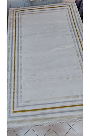 İpek Mekik Halı Gaspara Sarı Ekru Modern Desenli Halı