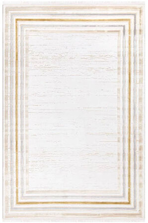 İpek Mekik Halı Gaspara Sarı Ekru Modern Desenli Halı