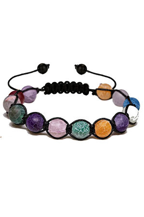 Sertifikalı Damarlı Renkli Ham Işlenmemiş Akik Taşı Bileklik
