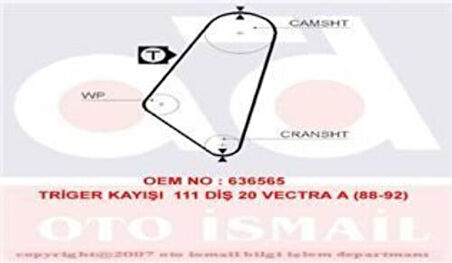 Gates 5047 Triger Kayışı 111x200 111 Diş 20 Vectra A 88 92 Gd111H9.5P200 Ct719 636565