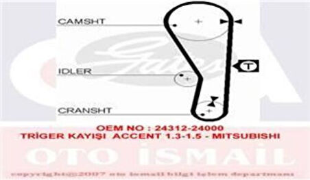 Gates 5250XS Triger Kayışı 092x190 Hyundai Elantra Lantra 1.5 90 95 Excel 1.3 8V 85 94 1.5 8V 85 95 Ct714 MD113564