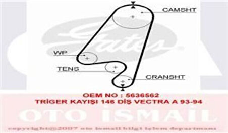 Gates 5367XS Triger Kayışı 146Dıs Opel Vectra A Astra F 5636562