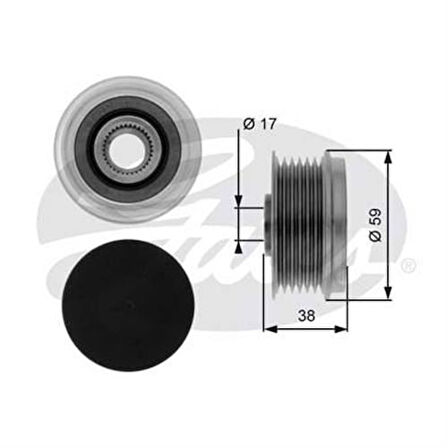 Gates OAP7039 Alternatör Kasnağı Astra H Combo C Corsa C D Meriva 1.3 CDTI Doblo Grande Punto Linea 1.3 Multijet 55186280