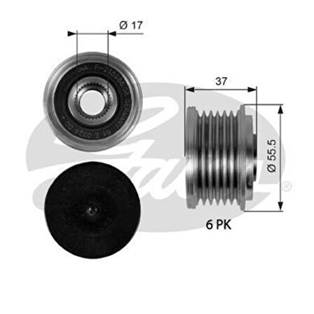 Gates OAP7046 Alternatör Kasnağı W203 03-07 Cl203 08-11 W204 07-09 W211 02-08 W220 02-04 A6481550015