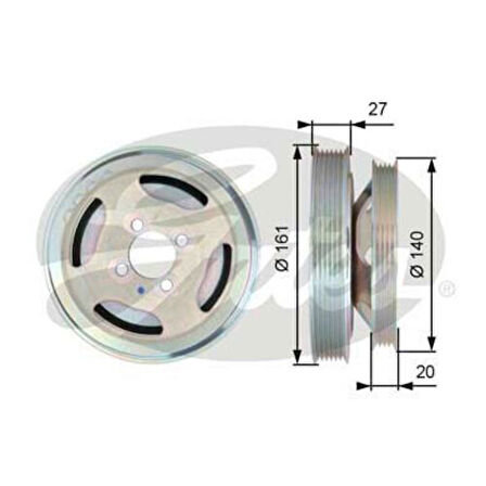 Gates TVD1075 Krank Kasnağı Doblo Albea Fiorino Linea 1.3 Multijet 16V 55182506