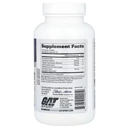 Gat Joint Support, Essentials (Glukozamin+Msm+Boswellia+Bovine Collagen , 60 Tablet