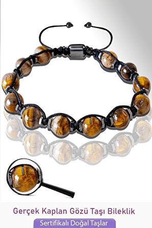 Sertifikalı AAA+ Gerçek Kaplan Gözü Taşı Bileklik - Ayarlamalı