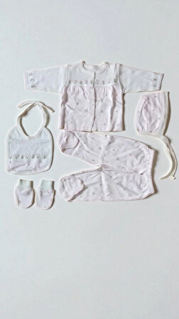 0-3 AY GAYE KIZ BEBEK RENKLİ ÇİÇEK NAKIŞLI %100 PAMUK 5Lİ SET