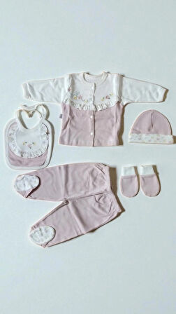 0-3 AY GAYE KIZ BEBEK RENKLİ ÇİÇEK NAKIŞLI %100 PAMUK 5Lİ SET