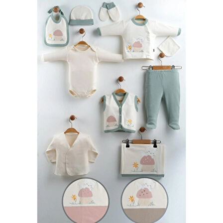 GAYE KIZ BEBEK ÇİÇEK NAKIŞLI 10 LU HAZTANE ÇIKIŞ ZIBIN SETİ .