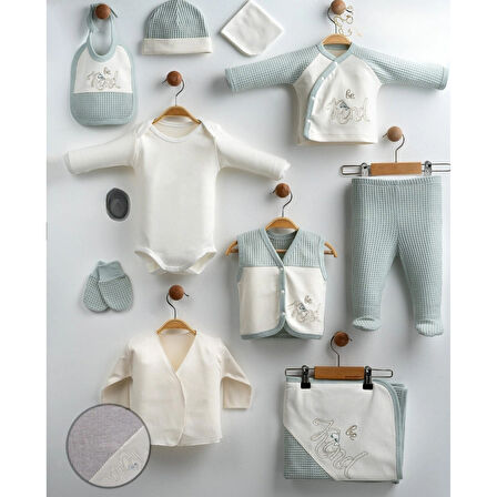 0-3 AY BEBEK UNİSEX GAYE ORGANİK KİND NAKIŞLI 10 LU BODY/ZIBIN SETİ