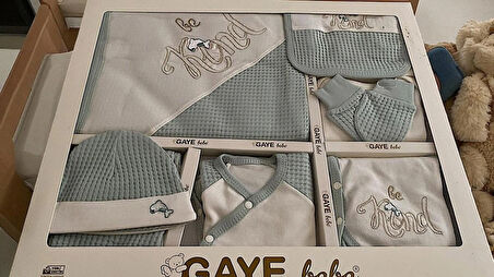 0-3 AY BEBEK UNİSEX GAYE ORGANİK KİND NAKIŞLI 10 LU BODY/ZIBIN SETİ