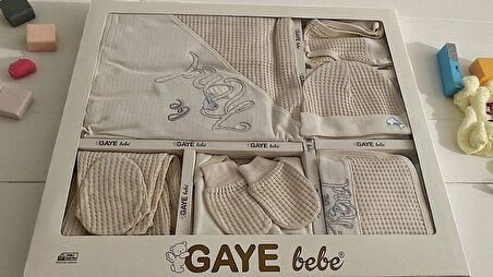 0-3 AY BEBEK UNİSEX GAYE ORGANİK KİND NAKIŞLI 10 LU BODY/ZIBIN SETİ