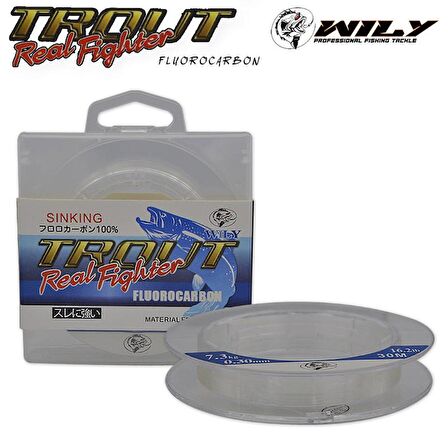 %100 FLOUROCARBON MİSİNA Wily SİNKİNG Trout  30mt FARKLI BEDENLER 0,30MM