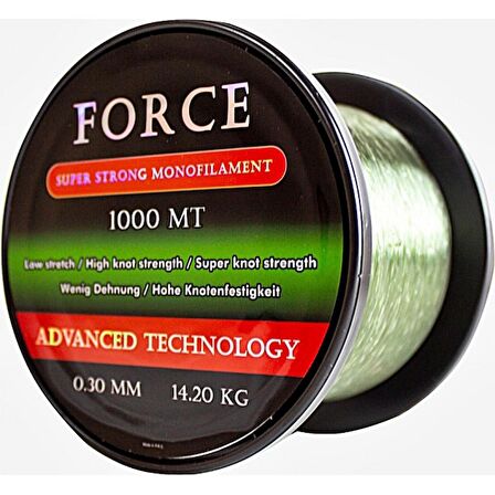 FORCE SUPER STRONG 1000 METRE YEŞİL MONOFLAMENT MİSİNA 0,30MM