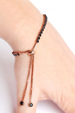 925 Ayar Rose Ayarlamalı Suyolu Gümüş Bileklik (GB00094)