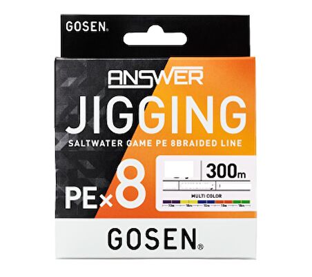 Gosen Jigging Answer PE 0.8 16LB  Örgü Jig ve Tai Rubber İpi 300mt MULTİCOLOR