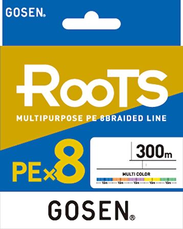 Gosen X8 Roots PE 1.0 0,171mm 8 Kat İp Misina 300mt MULTİCOLOR