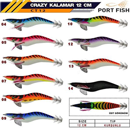 KURŞUNLU KALAMAR ZOKASI Portfish Crazy 12CM RENK:06