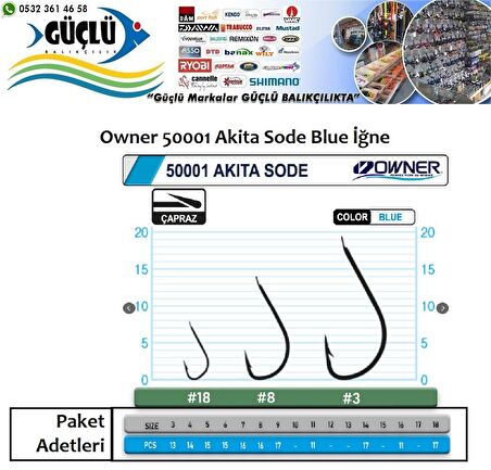 MAVİ ÇAPRAZ OLTA İĞNESİ Owner 50001 Akita Sode NO:8