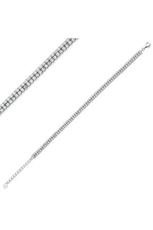 925 Ayar 5 Sıra Düz Gümüş Bileklik (GB00236)