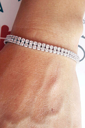 925 Ayar 5 Sıra Düz Gümüş Bileklik (GB00236)