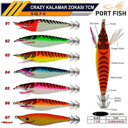 Portfish Crazy SQ70 7CM KALAMAR ZOKASI RENK:03