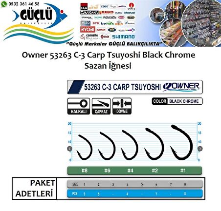 SAZAN İĞNESİ Owner 53263 C-3 Carp Tsuyoshi Black Chrome NO:2