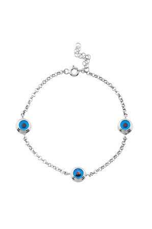 925 Ayar Üç Nazarlı Gümüş Bileklik (GB00288)