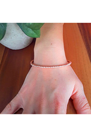 925 Ayar Roz Top Gümüş Bileklik (GB00321)