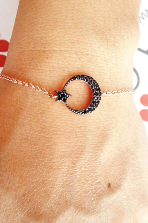 925 Ayar Asansörlü Ayyıldız Gümüş Bileklik (GB00337)