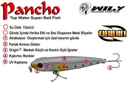 Su Üstü Maket Balık Wily Pancho 10 cm  14.5 gr RENK:6