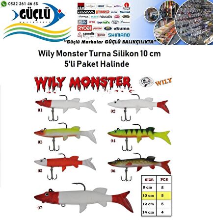 Turna Silikonu 10 cm Wily Monster 5’li Paket RENK:2