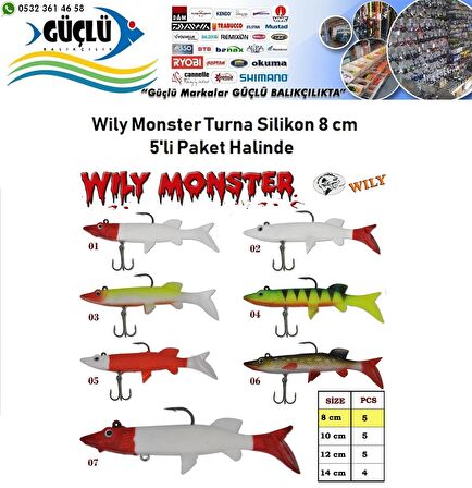 Turna Silikonu 8 cm Wily Monster 5’li Paket RENK:5