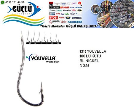 YOUVELLA 1316 16 NUMARA ÇİFT TIRNAKLI BL.NİCKEL OLTA İĞNESİ