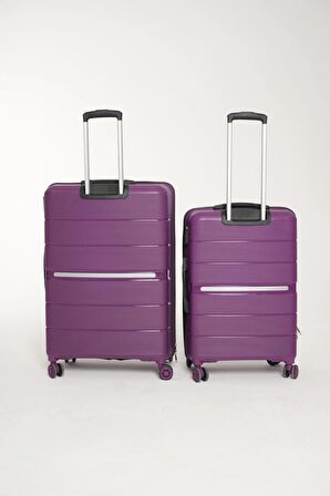 GBAG Pp Polipropilen Silikon Kırılmaz 2 Li Valiz Seti Orta ve Kabin Boy Plastik Bavul 2 Li Set