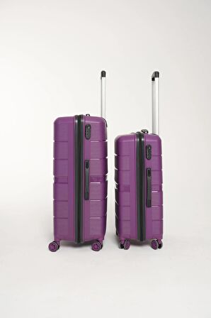 GBAG Pp Polipropilen Silikon Kırılmaz 2 Li Valiz Seti Orta ve Kabin Boy Plastik Bavul 2 Li Set