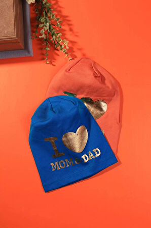 I Love Mom Dad 2-4 Yaş Erkek Çocuk Şapkası 2'li Paket