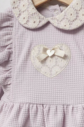 Baby Lace Heart Bebek Zıbın Takım  Lila