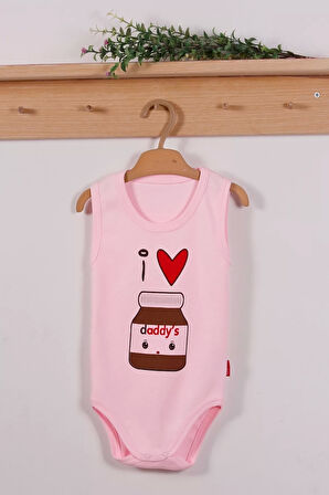 Pembe Daddy's Cikolata Desenli Askılı Unisex Body