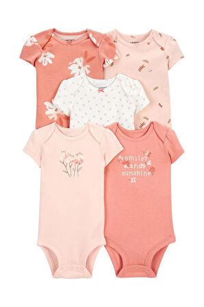 Layette Kız Bebek 5'li Kısa Kol Body 1 Karışık Renkli