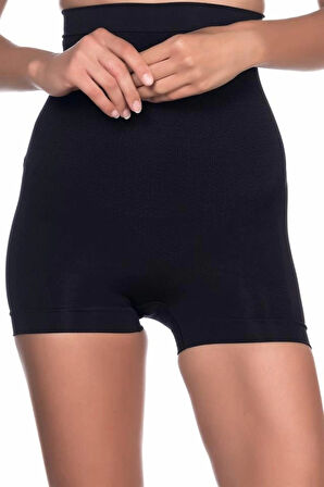 Siyah MTM 2055 Yüksek Bel Masajlı Boxer Korse