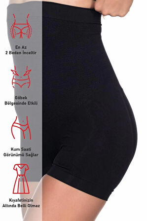 Siyah MTM 2055 Yüksek Bel Masajlı Boxer Korse