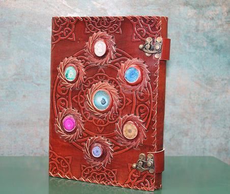 Premium Hatıra Masaüstü Aksesuarı Cep Defteri Taşlı Deri Defter