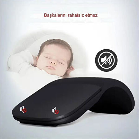Katlanabilir Ark Dokunmatik Kablosuz Mouse – Ultra İnce, Sessiz, 2.4G USB Alıcılı, PC/Laptop Uyumlu