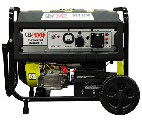 Genpower GBG 130 E Model 13 kVA, Benzinli, İpli/Marşlı, Tekerlekli, Monofaze ( 220 Volt) Portatif Jeneratör