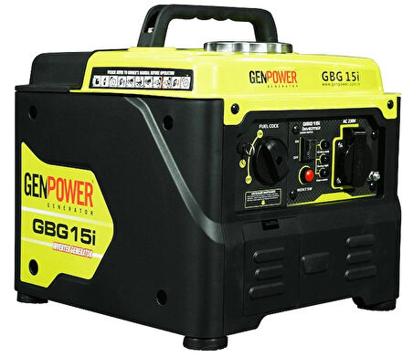 Genpower GBG 15I Model 1,5 kVA, Benzinli,İpli,Tekerleksiz,Monofaze(220Volt) İnverter Portatif Jeneratör