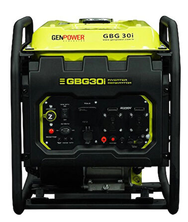 Genpower GBG 30 I V2 Model 3 kVA, Benzinli, İpli, Tekerleksiz, Monofaze ( 220 Volt) İnverter Portatif Jeneratör