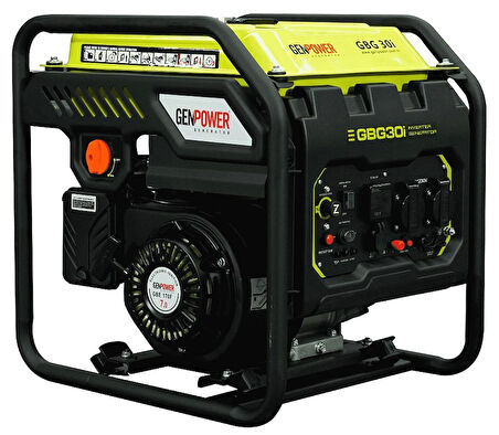 Genpower GBG 30 I V2 Model 3 kVA, Benzinli, İpli, Tekerleksiz, Monofaze ( 220 Volt) İnverter Portatif Jeneratör