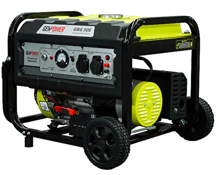 Genpower GBG 50 E Model 5 kVA, Benzinli, İpli/Marşlı, Tekerlekli, Monofaze ( 220 Volt) Portatif Jeneratör